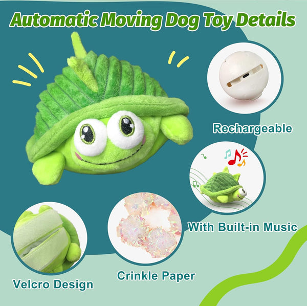 GUKCO Interactive Moving Dog Toys – Plush Chew Toy with Bouncing Ball, Music & Recording | Rechargeable Self-Play Toys for Small, Medium & Large Dogs to Keep Them Engaged (Turtle)4