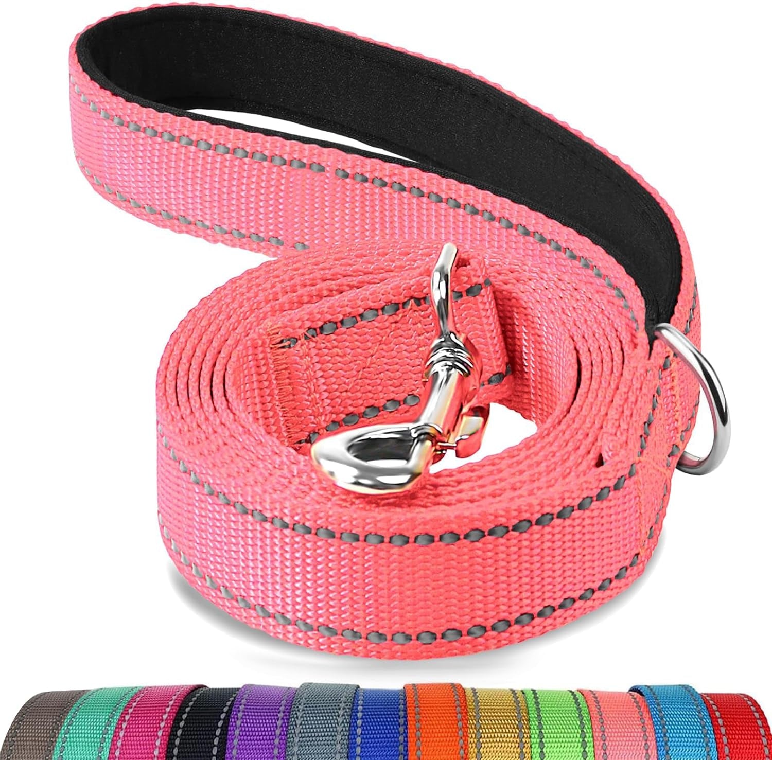 joytale-reflective-dog-leash-for-medium-large-dogs-6-ft-x-1-black-heavy-duty-nylon-webbing-padded-handle-for-comfort-visible-at-night-for-walking-training