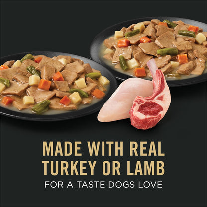 Purina Pro Plan Complete Essentials Wet Dog Food, Lamb and Vegetables and Turkey and Vegetables in Gravy Variety Pack - (Pack of 12) 13 Oz. Cans4