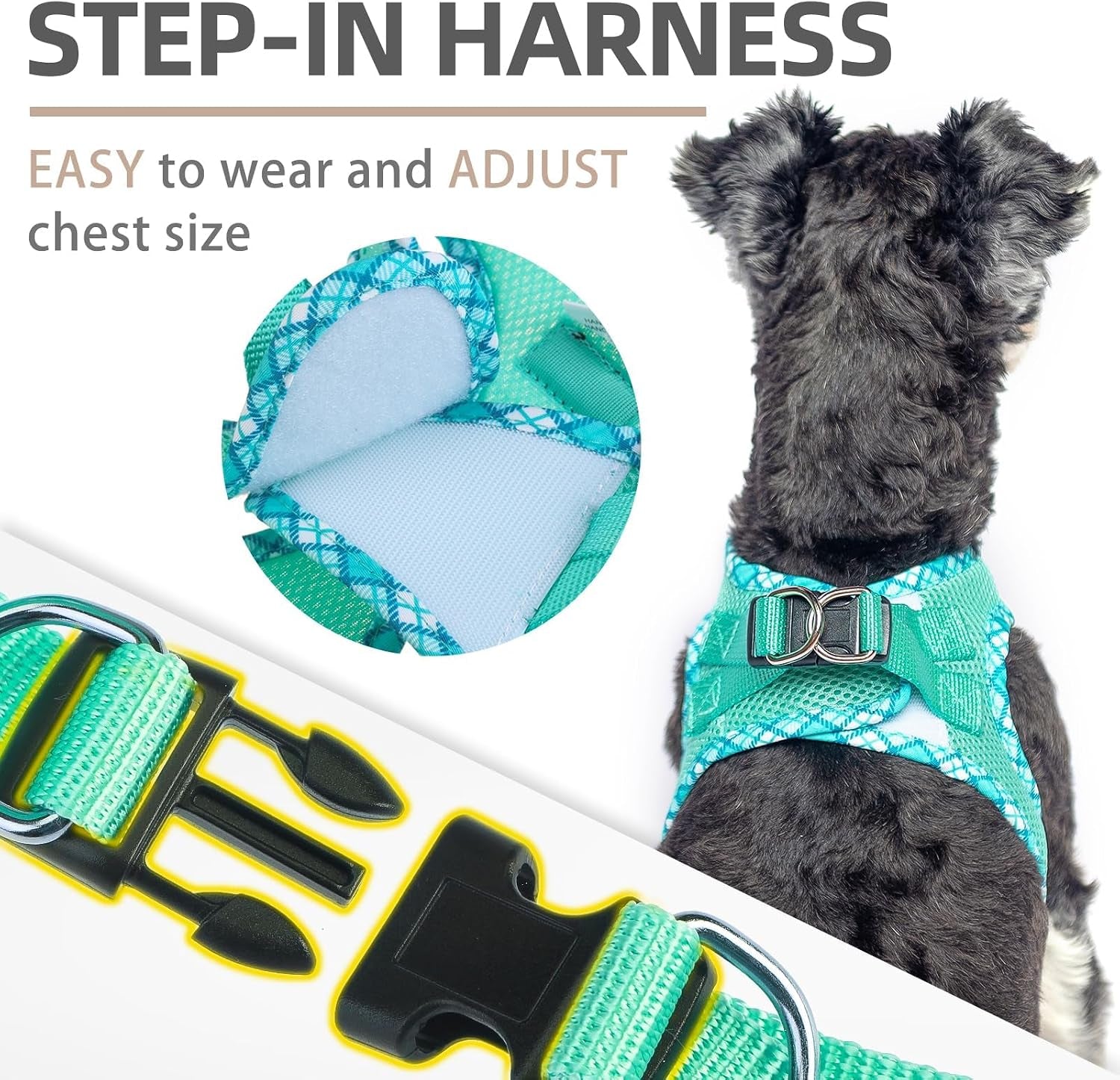 pupteck-dog-harness-and-leash-set-for-small-medium-dogs-no-pull-step-in-soft-mesh-puppy-cat-vest-harnesses-reflective-at-night-green-s