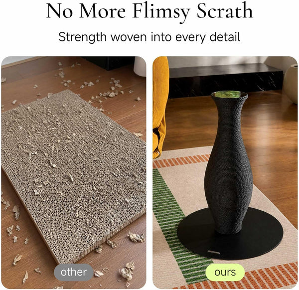 Furrytail Cat Scratching Post for Indoor Cats, Neck Vase Cat Scratcher with Paper Rope, Modern Aesthetic Cat Tree, Cute Decorative Cat Furniture, Unique Cat Scratcher, 22'', Black5