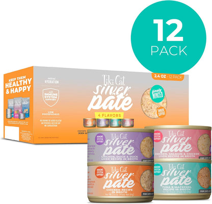 Tiki Cat Silver Paté Wet Cat Food, Variety Pack, 2.4 Oz. Can (12 Count)2