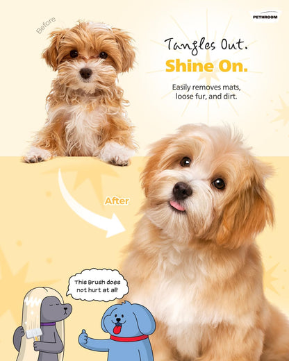 PETHROOM Self-Cleaning Slicker Brush for Dogs & Cats – Gentle Grooming & Deshedding Tool, Removes Mats & Tangles, Skin-Friendly Coated Tips, One-Touch Hair Removal Button3
