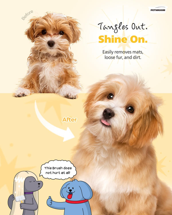 PETHROOM Self-Cleaning Slicker Brush for Dogs & Cats – Gentle Grooming & Deshedding Tool, Removes Mats & Tangles, Skin-Friendly Coated Tips, One-Touch Hair Removal Button3