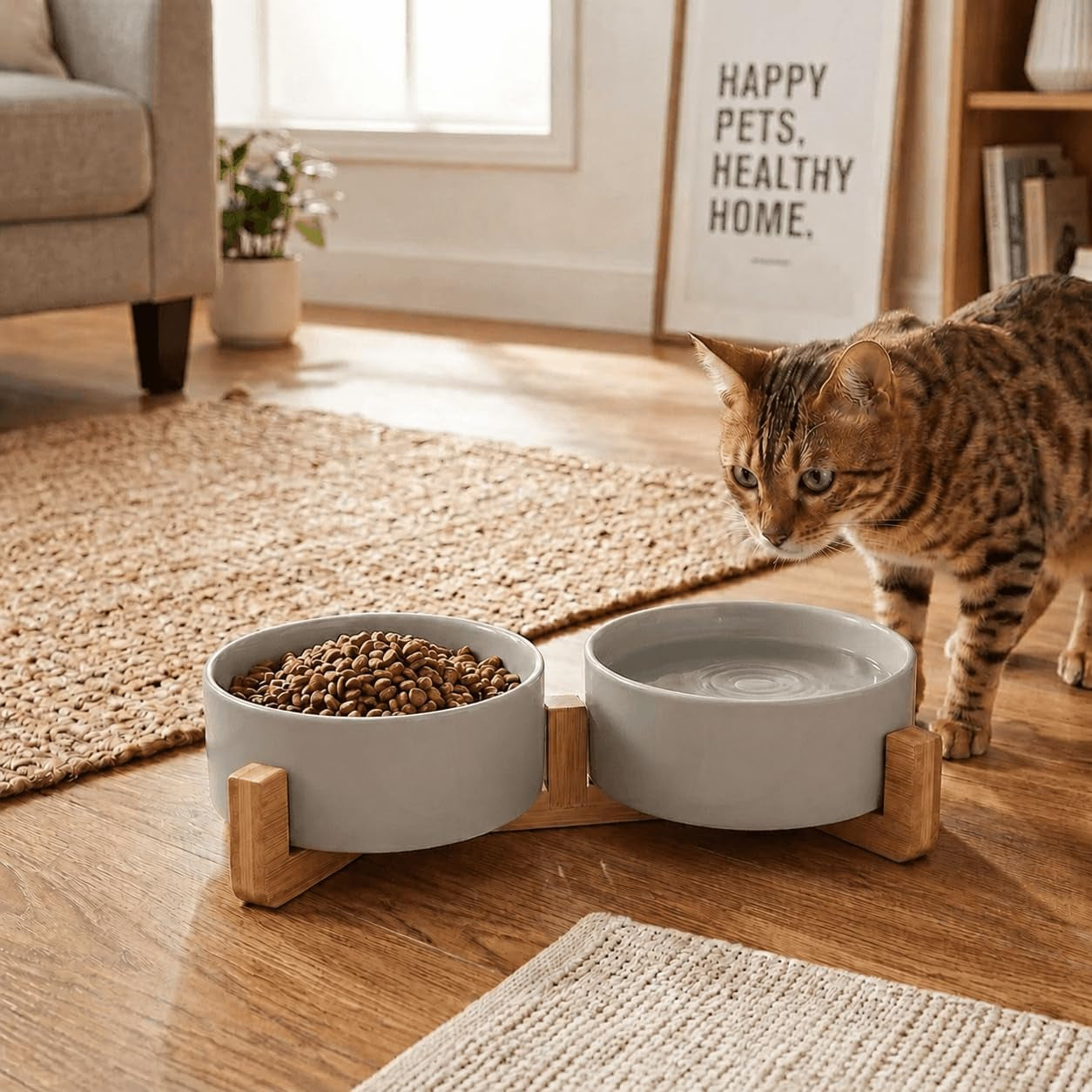 spunkyjunky-ceramic-dog-and-cat-bowl-with-wood-stand-non-slip-matte-glaze-weighted-food-water-set-for-cats-small-dogs-13-5oz