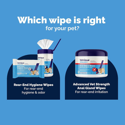 Vetnique Glandex Rear End Wipes for Dogs & Cats, Anal Gland Hygiene | Deodorizing Dog & Cat Wipes for Paws & Butt, Boot the Scoot with Deoplex Enzyme, Aloe & Vitamin E, Alcohol Free, 75Ct4