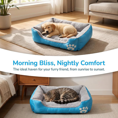 Plush Dog Bed for Small to Large Dogs - Rectangular Polyester Pet Bed with Paw Print Design, Soft & Comfortable Indoor/Outdoor Use, Dog Bed for Small, Indoor Pet Furniture, Durable Pet Bed5