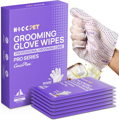 HICC PET Cleaning Glove Wipes PRO for Dogs & Cats, 20PCS Coconut Scent. | Puppy Wipes, No-Rinse Pet Grooming Wipes, Extra Thick Dual-Textured Wipes for Paws, Face, Coat, Outer Ear&Rear-End Area.9