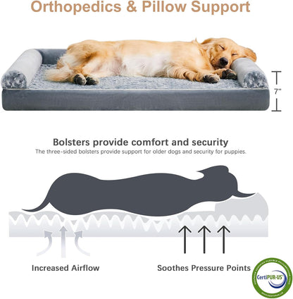 BFPETHOME Orthopedic Washable Dog Beds Large Sized Senior Dog for Comfy Sleeping with Removable Cover, Waterproof Big Soft Pet Couch Bed for Dogs Relax3