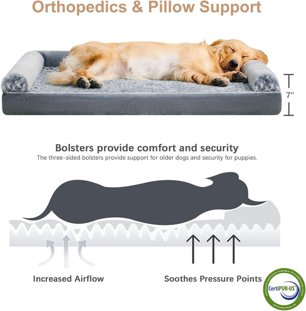 BFPETHOME Orthopedic Washable Dog Beds Large Sized Senior Dog for Comfy Sleeping with Removable Cover, Waterproof Big Soft Pet Couch Bed for Dogs Relax3