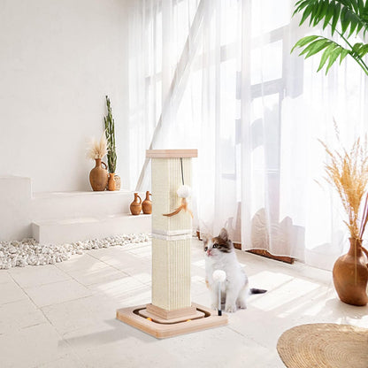 LIFLIX 27" Cat Scratching Post, Sisal Cat Scratcher with Interactive Track Balls and Hanging Balls, Vertical Scratching Posts for Indoor Cats and Kittens8