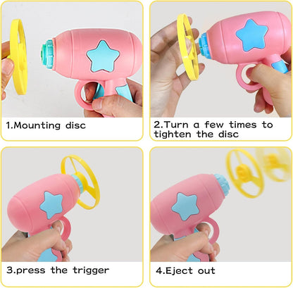 Andiker Cat Fetch Toy, Interactive Kitten Flying Disc Launcher Toy with 5 Colorful Flying Propellers for Cat Enrichment, Flying Saucer Toy for Cats for Training and Chasing (Blue)4