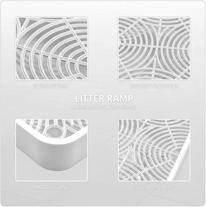 2 in Cat Litter Box Ramp with Filter, 11.8 X 9.8 In, Prevents Litter Dispersion, Cleans Paws, White4