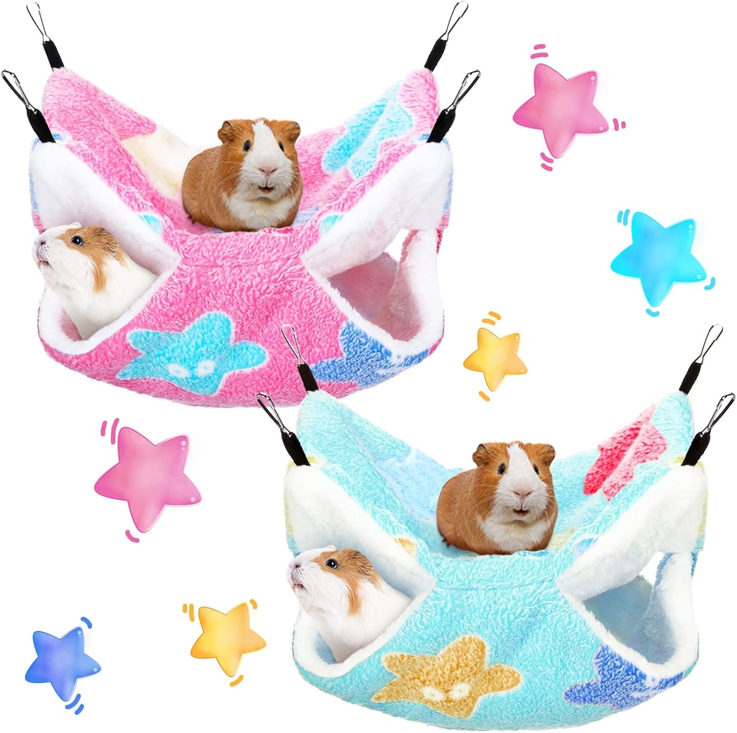 boao-2-pcs-guineas-pig-rat-hammock-guinea-pig-hamster-ferret-hanging-hammock-guinea-pigs-accessories-for-small-animals-chinchilla-parrot-sugar-glider-ferret-squirrelpurple-coffee-heart-pattern
