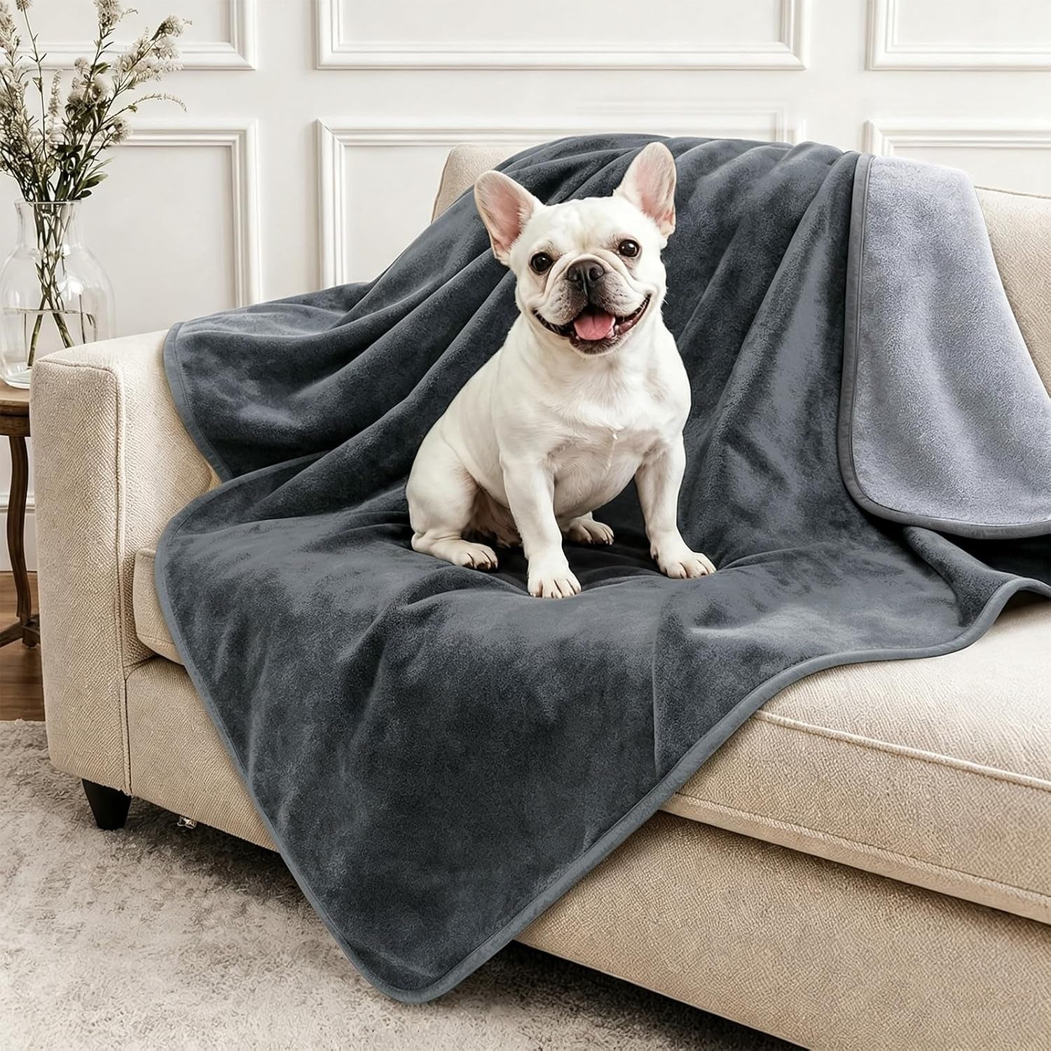 loobani-waterproof-blanket-for-bed-soft-flannel-twin-bed-blanket-60-x-80-dog-pet-blankets-for-large-dogs-reversible-spill-proof-throw-for-couch-cover-movie-time-camping-travel-noise-free-grey
