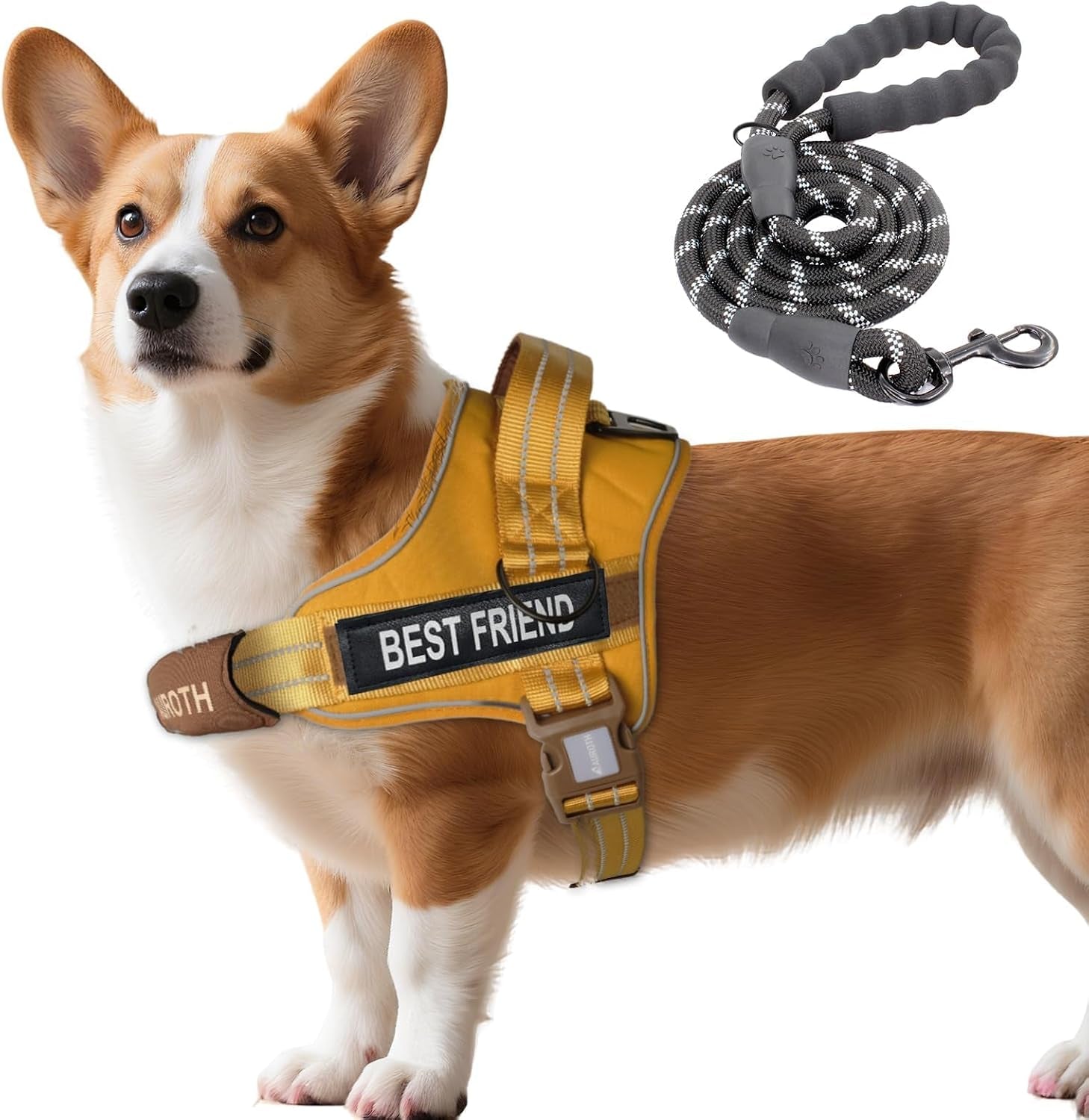 auroth-dog-harness-and-leash-set-soft-padded-service-dog-vest-with-5-25ft-dog-leash-no-choke-easy-on-pet-vest-adjustable-reflective-no-pull-pet-vest-medium-sized-dog-easy-walking-and-training