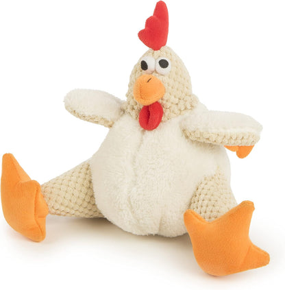 Godog Checkers Fat Rooster Squeaky Plush Dog Toy, Chew Guard Technology - White, Large4
