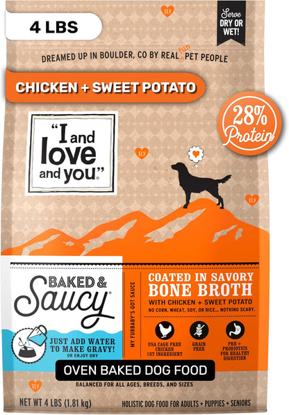 I and Love and You Baked & Saucy Dry Dog Food with Gravy Coating, Beef & Sweet Potato Recipe, Grain-Free, Prebiotics & Probiotics, Real Meat, No Fillers, 4 Pound Bag11