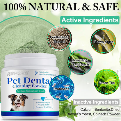 ARMOYA Dog Dental Powder - Teeth Cleaning Powder for Dogs - Dog Dental Care - Plaque & Bad Breath off P-Owder D-Og - D-Ental Care Supplies for Small - Medium - Large Do-Gs2