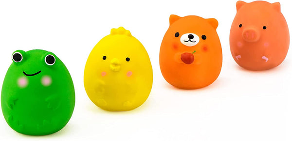 CHIWAVA 4PCS 2.4'' Squeak Latex Puppy Toy Funny Animal Sets Pet Interactive Play for Small Dog Assorted Color3