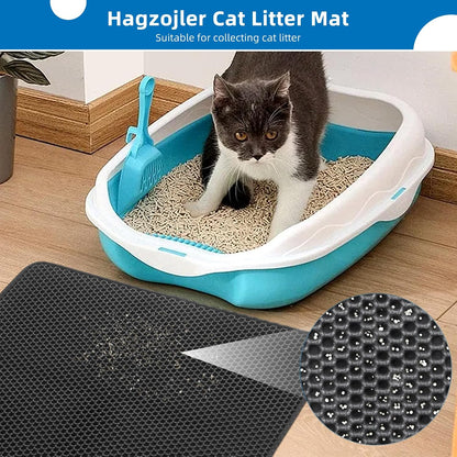 Cat Litter Mat for Indoor Cats Eva Double-Layer Litter Box Mat Washable for Easy Cleaning Cat Rug Collects Litter and Prevents Liquid Leakage (Gray, 23.6×15.7Inch)2