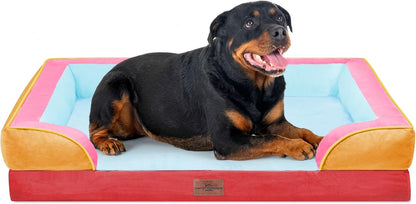 Comfort Expression Orthopedic Dog Bed for Extra Large Dogs with Bolster | Waterproof Dog Couch Bed with Washable Cover & Non-Slip Bottom, Supportive Egg Crate Foam XL Pet Bed, 42X30 Inch13