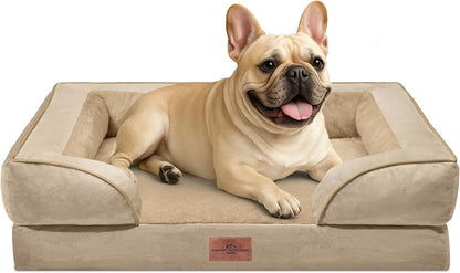 Comfort Expression Orthopedic Dog Bed for Extra Large Dogs with Bolster | Waterproof Dog Couch Bed with Washable Cover & Non-Slip Bottom, Supportive Egg Crate Foam XL Pet Bed, 42X30 Inch144