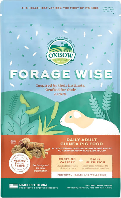 Oxbow Forage Wise Adult Guinea Pig Food, Foraging Pellet Mix, 4 Lb | Guinea Pig Pellets, Foraging Mix with Timothy Hay and Vitamin C, Prevents Selective Feeding, No Artificials, Made in USA1