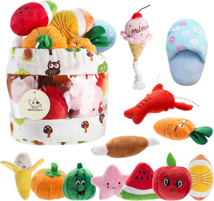 Nocciola Dog Squeaky Toys, Plush Small Dog Toys for Dogs, Stuffed with Squeakers,12 Pcs Puppy Toys with a Carrying Bag for Small Medium Size1