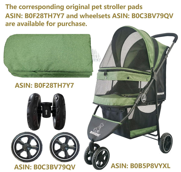 ROODO 3 Wheel Pet Stroller Best Lightweight Foldable Compact Portable Jogger All Terrain Travel Pet Gear Puppy Kitty Stroller for up to 30Lbs Medium Small Dogs and Cats(Green)8