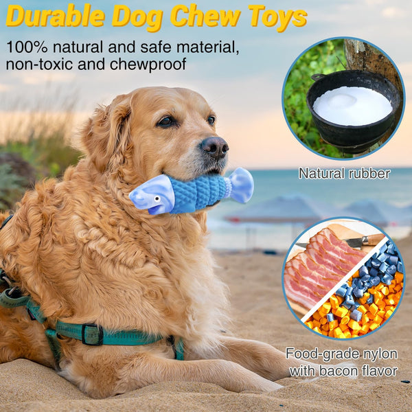 Wintour Tough Dog Toys for Aggressive Chewers, Indestructible Dog Chewers for Medium & Large Breeds, Squeaky Durable Chew Toys to Keep Them Busy, Reduce Boredom, Teeth Cleaning, Bacon Flavor3