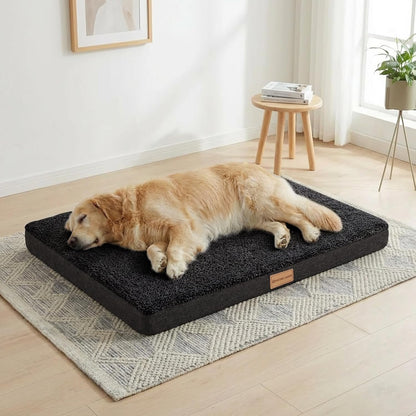 Patas Lague Orthopedic Dog Bed Large Sized Dog 36''X24'',Soft Waterproof Egg Crate Foam Medium Pet Crate Beds Mat with Removable Washable Cover and Non-Slip Bottom, Black1