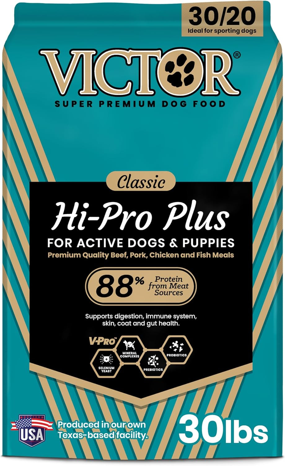 victor-super-premium-dog-food-hi-pro-plus-dry-kibble-high-protein-dog-food-with-30-protein-beef-chicken-pork-fish-meals-gluten-free-for-high-energy-and-active-dogs-puppies-40lbs