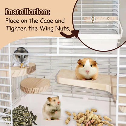Chinchilla Cage Accessories Hamster Accessories, Chinchilla Toys Wood Platform Dwarf Hamster Cage Board, Chinchilla Cage Sturdy Standing and Jumping Wooden Board for Parrot Cage Rat Cage (Board)4