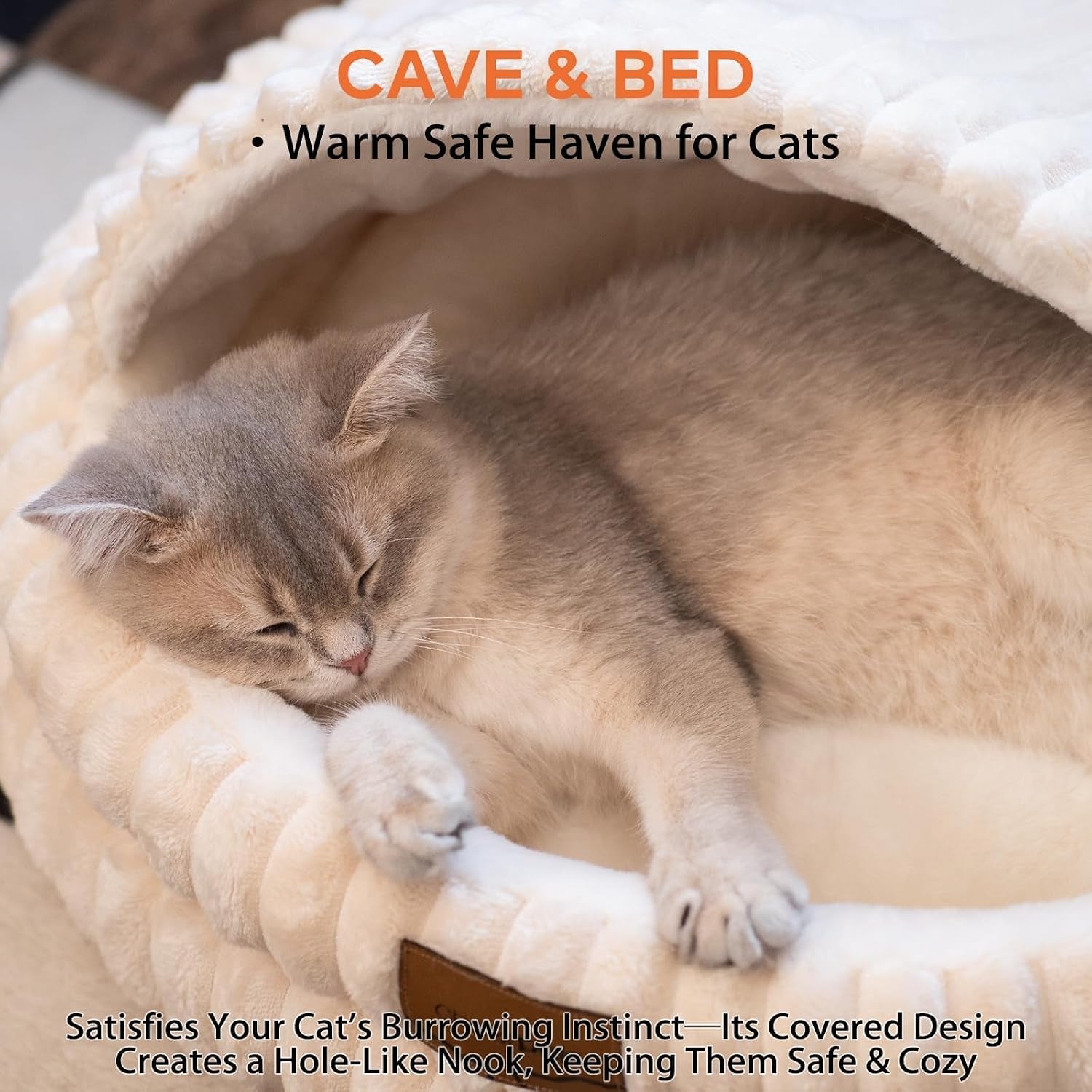 cheerpals-cat-cave-bed-for-indoor-cats-washable-covered-cat-bed-hooded-kitty-bed-soft-fluffy-pet-bed-for-puppy-and-small-dogwhite