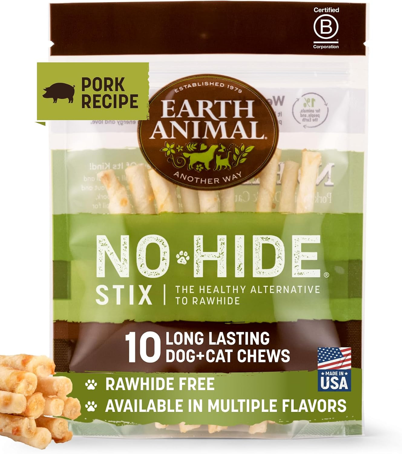 earth-animal-no-hide-stix-rawhide-free-dog-chews-sticks-10-count-chicken-small-sticks-chicken-flavored-natural-rawhide-free-long-lasting-dog-chews-treats-for-small-dogs-and-cats