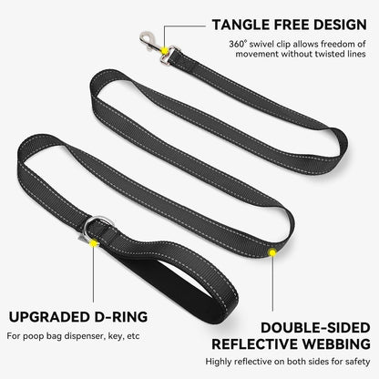 Joytale Reflective Dog Leash for Medium & Large Dogs, 6 FT X 1", Black | Heavy Duty Nylon Webbing, Padded Handle for Comfort, Visible at Night, for Walking & Training5