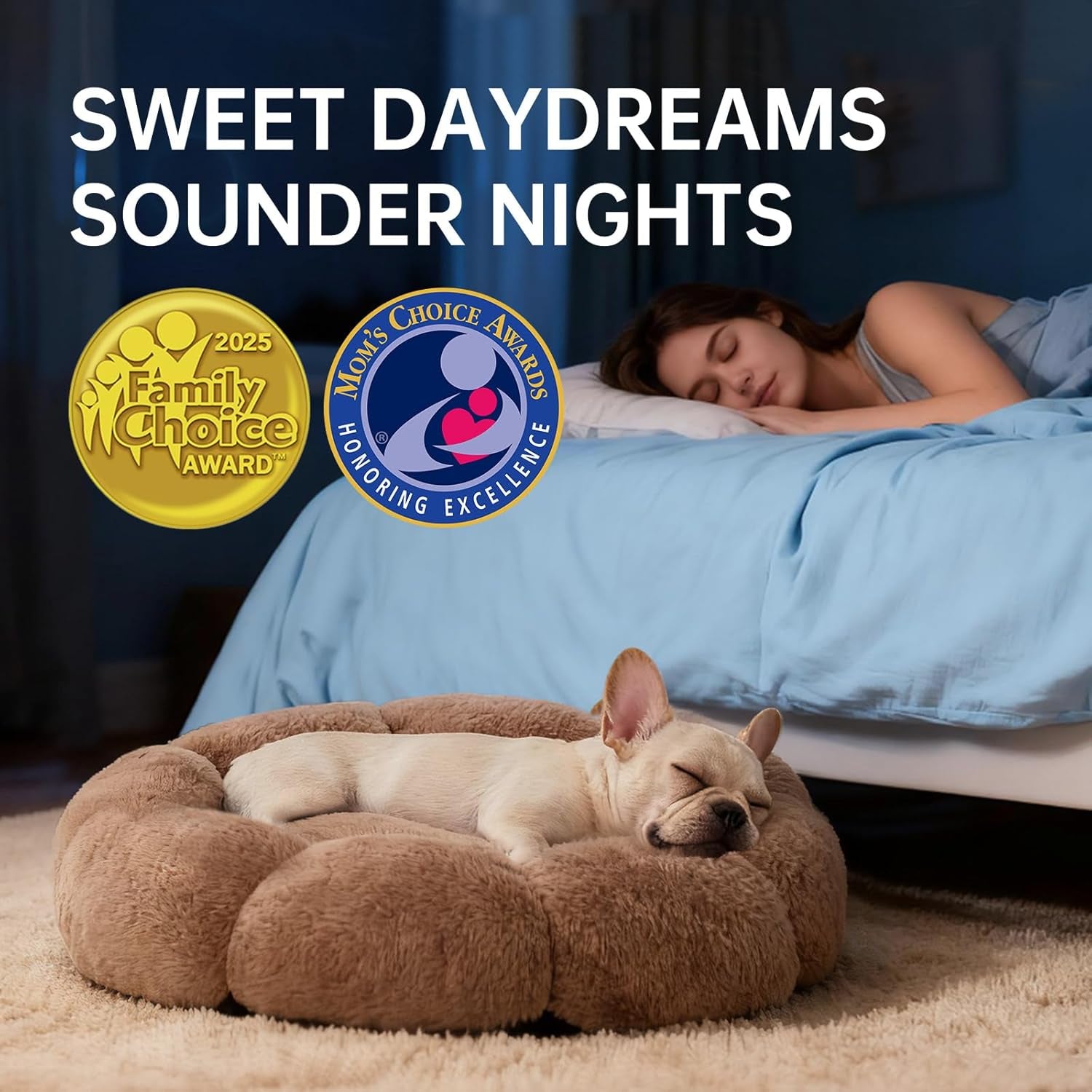 ohgeni-31-inches-calming-donut-orthopedic-dog-cat-bed-for-medium-pets-warming-comfort-fluffy-short-pile-fur-durable-waterproof-machine-washable-removable-cover-cute-round-bed-for-puppy-camel