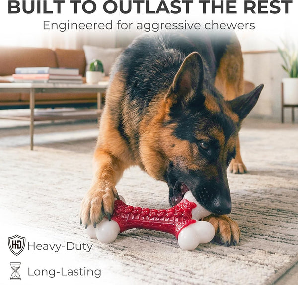 Kseroo Tough Dog Chew Toys for Aggressive Chewers 20-90Lbs, Beef Flavored | Beef Flavored Rock-Hard Nylon Bone, Discourages Destructive Chewing, Teeth Cleaning Textured, for Medium & Large Breeds2