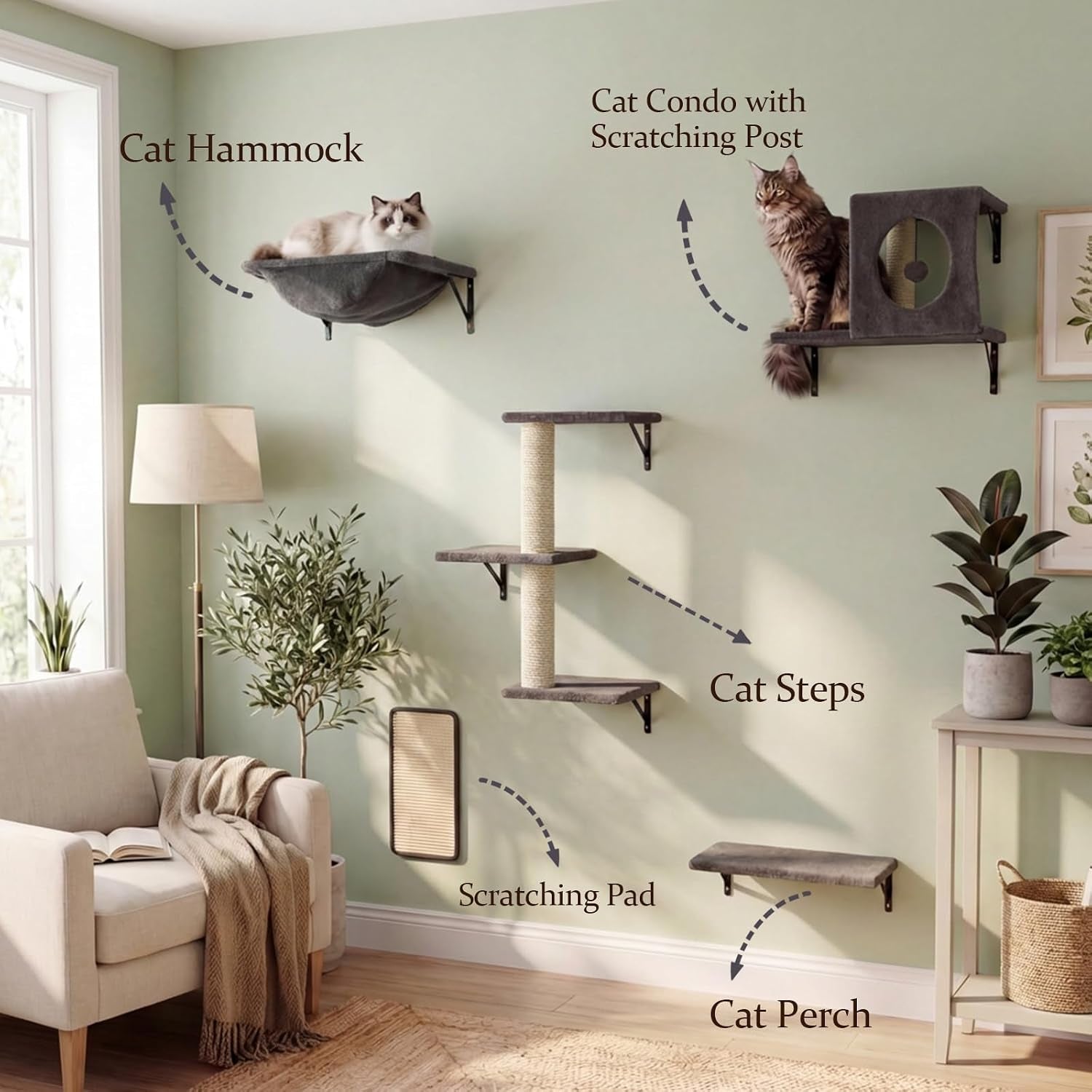 cat-wall-shelves-cat-wall-mounted-furniture-climbing-wall-systems-with-perches-scratchers-and-condo-kitten-indoor-jungle-gym-set-of-5-grey