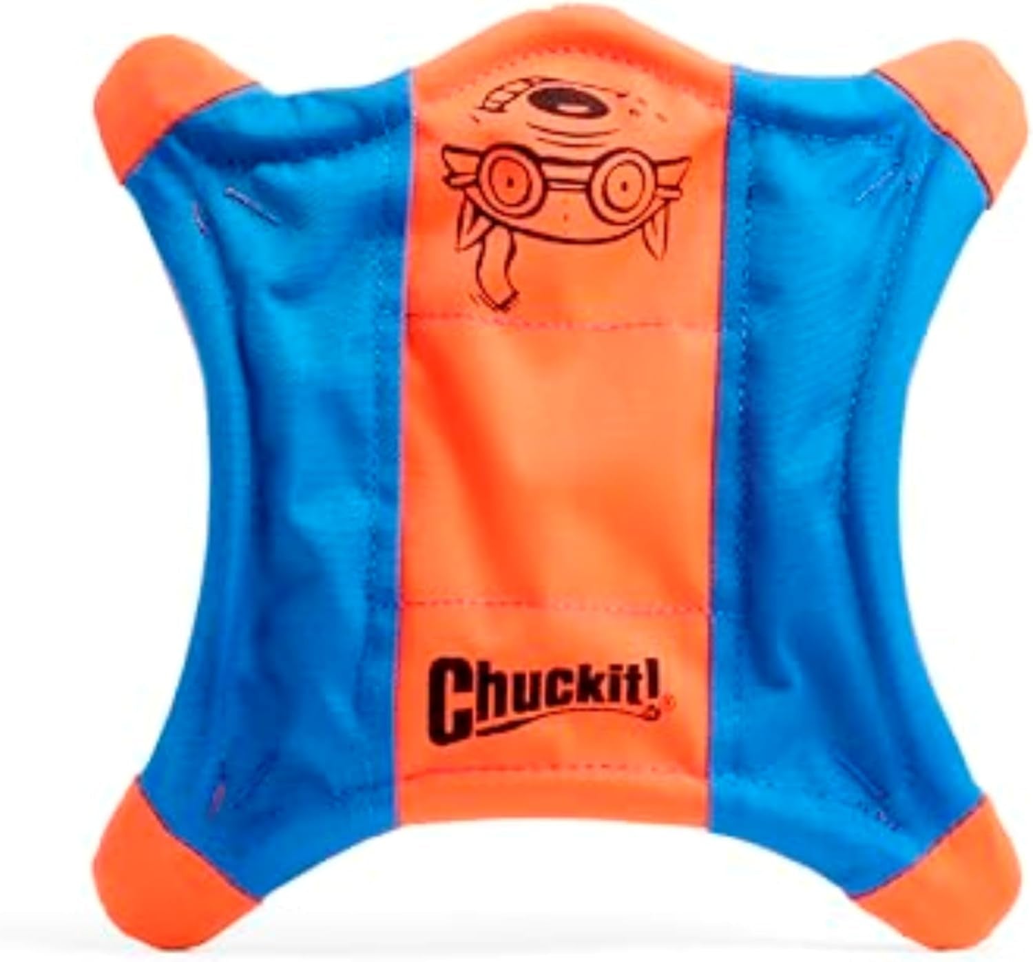 chuckit-flying-squirrel-fetch-dog-toy-water-floating-flyer-soft-and-durable-polyester-canvas-construction-for-large-dogs-size-large-11-inch-diameter-pack-of-1-orange-and-blue