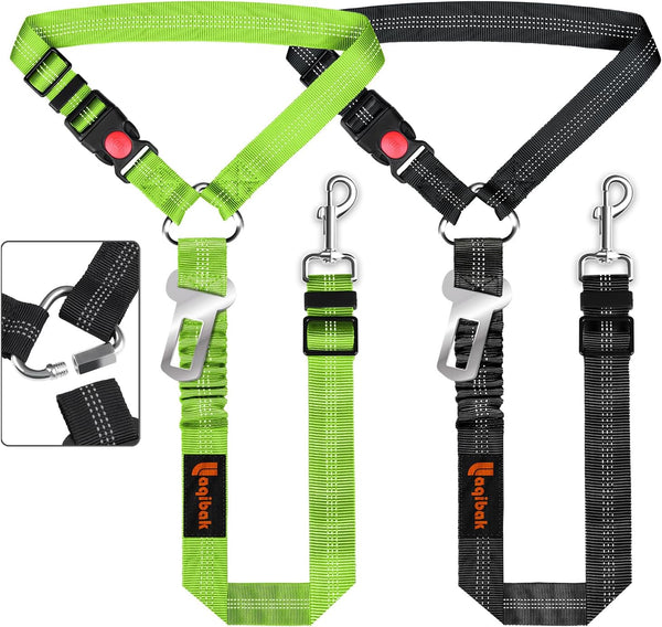 Removable Dog Seat Belt Harness for Car, 3 in 1 Pet Dog Car Seatbelt Leash, Retractable Restraint Secures to Vehicle Headrest & Adjustable Reflective Bungee Dog Seatbelt Tether, Blue and Black | Retractable Headrest-Mounted,Restraint & Adjustable Reflective Bungee Dog Seatbelt Tether,Blue and Black12