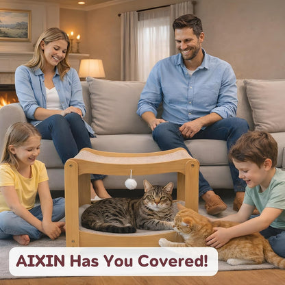 AIXINPET Two-Level Sisal Cat Scratcher Bed - Sturdy Cat Scratching Post with Scratch Pad&Hammock Bed, Comfortable Cats Bed for Indoor Kittens&Adult Cats -Sturdy Wooden Frame,Protect Furniture3