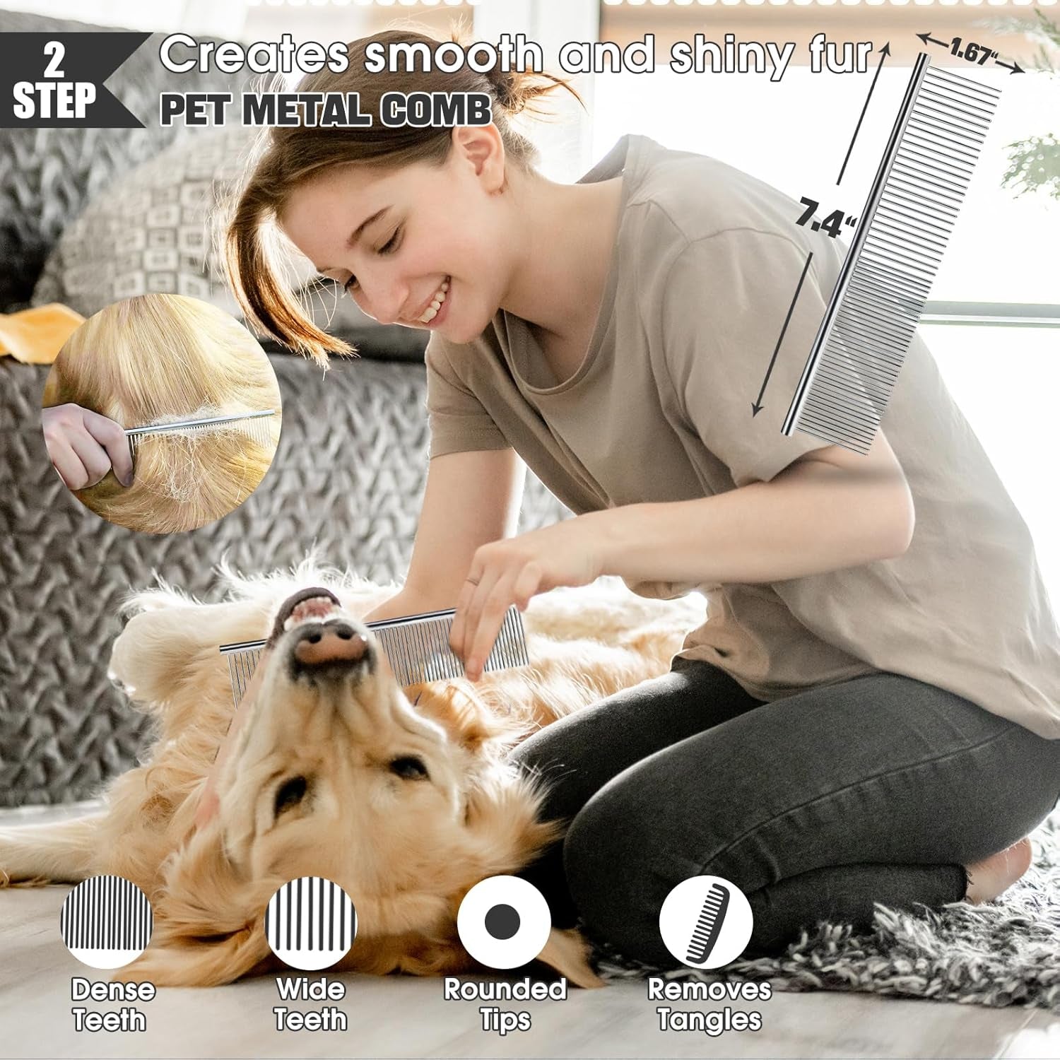 bonteck-dog-slicker-brush-for-dogs-grooming-kit-5pcs-long-haired-doodles-goldendoodles-poodles-skin-friendly-deshedding-comb-and-rake-removes-undercoat-professional-detangling-large-purple