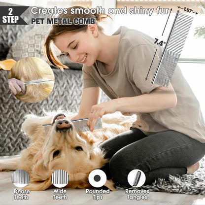 Bonteck Dog Slicker Brush for Dogs Grooming Kit 5PCS Long Haired Doodles | Goldendoodles Poodles, Skin Friendly Deshedding, Comb and Rake, Removes Undercoat, Professional Detangling, Large, Purple5