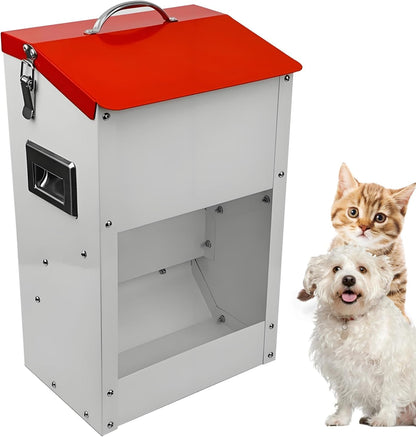 Gravity Automatic Cat Feeder Galvanized Small Animal Feeding Trough Food Dispenser for Cats Puppy 13L Outdoor Pets Feeder1