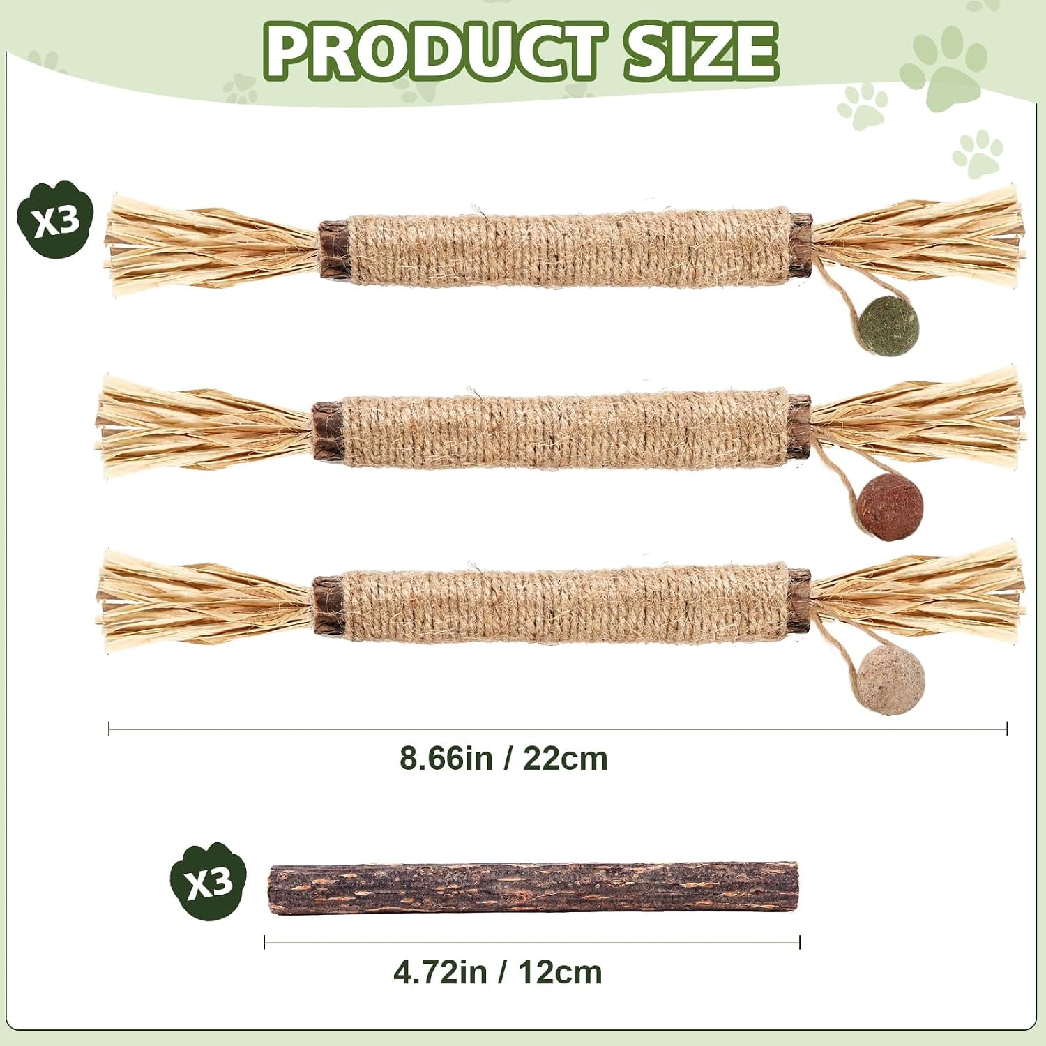 wousedo-7-pack-silvervine-sticks-cat-toy-with-catnip-matatabi-ball-natural-chew-toys-for-anxiety-relief-dental-care-teeth-cleaning-sticks-for-indoor-cats-kittens