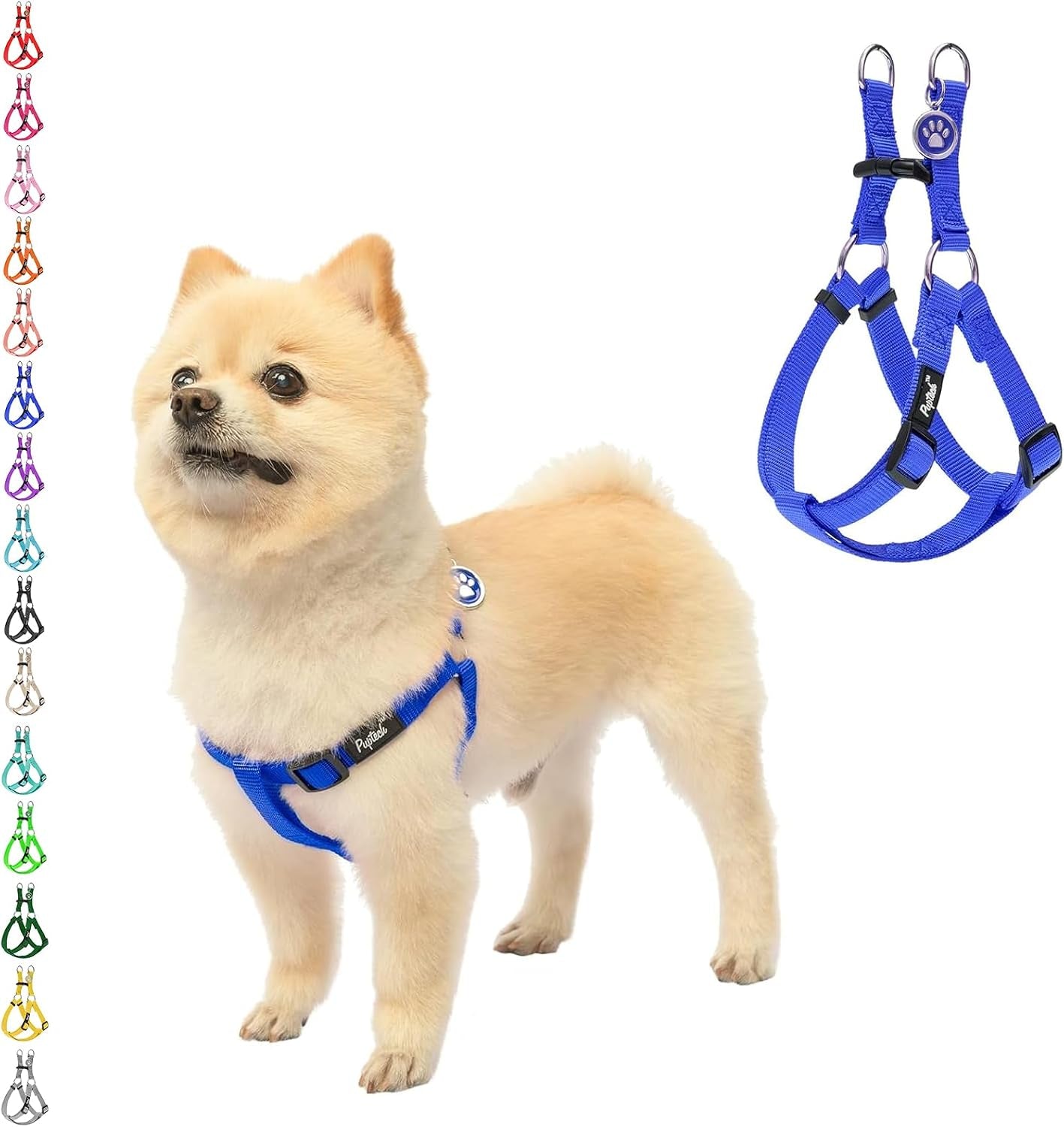 pupteck-no-pull-dog-harness-soft-adjustable-basic-nylon-step-in-puppy-vest-outdoor-walking-with-id-tag