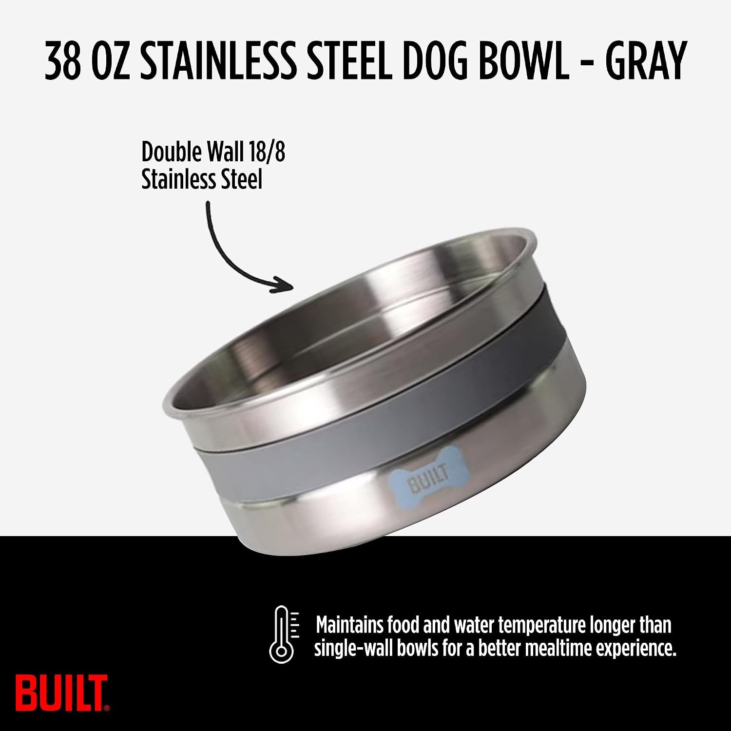 built-38-oz-dog-bowl-non-skid-pad-soft-grip-ring-double-wall-stainless-steel-bpa-free-non-porous-rust-resistant-pet-food-water-bowl-for-dogs-cats-heavy-duty-grey