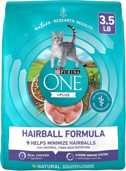 Purina ONE Natural Cat Food for Hairball Control, +PLUS Hairball Formula - 7 Lb. Bag11